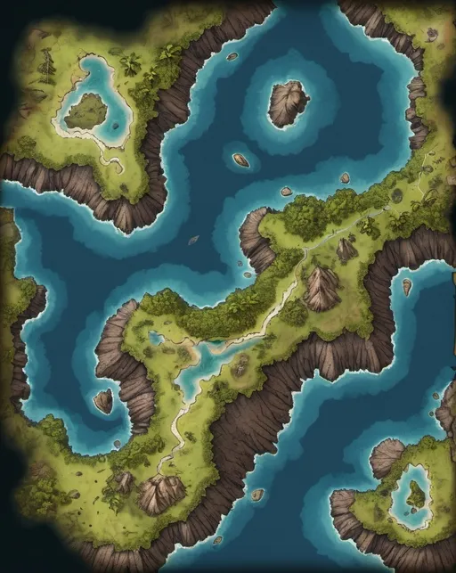 Prompt: A top-down map of a Papua island, Go back of treasure island, 2d dnd battlemap, highly details, 8k