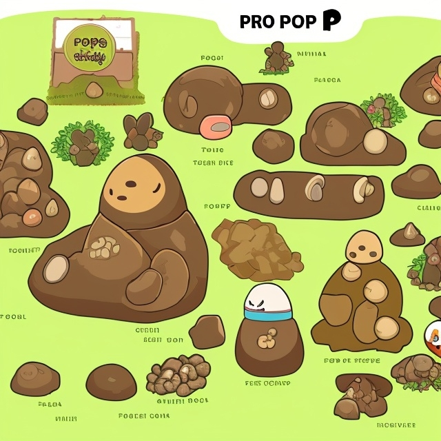 Prompt: Create a map of Poop pro,Poop, T2,Molang showing soil types 