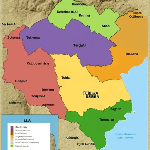 Prompt: Create a map of Alan Becker,telangana showing soil types and English, Telangana language