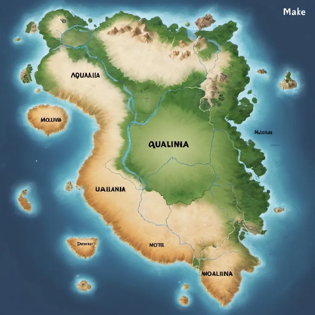 Prompt: Make a fictional realistic map complete with rivers, forests, deserts and etc with the following nations: Providence, 
Morumba, Aqualinis, Covus, Centanus, Jundique, Marania. Vs Make a fictional realistic map complete with rivers, forests, deserts and etc with the following nations: West Molang, Molang, Indayam, ARQUILLIANA, East Molang, Aqualinis (Molang).