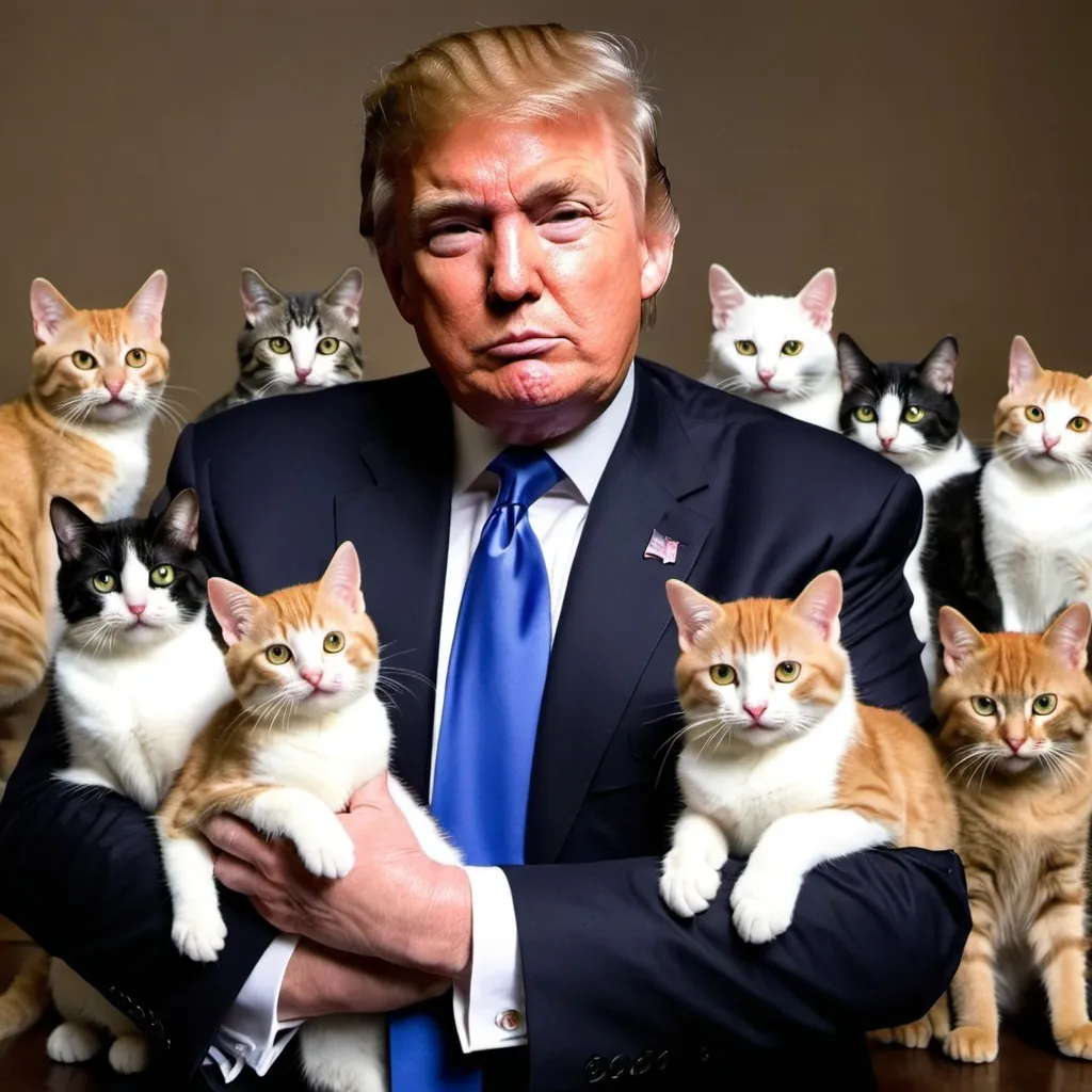 Prompt: Donald Trump with cats
