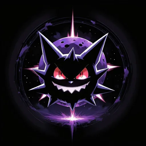 Prompt: A dark Meridian void that houses a tiny Gengar

