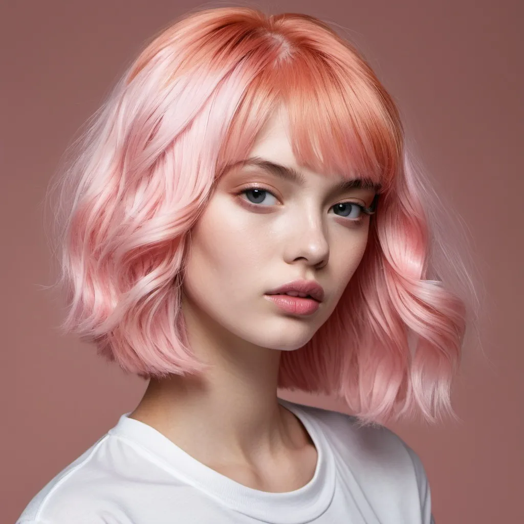 Prompt: model with strawberry milkshake haircolor


