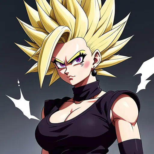 Prompt: Super saiyan caulifla but as a big tittied goth babe