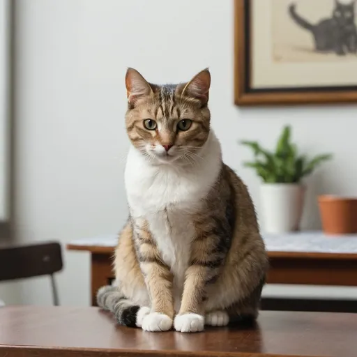 Prompt: A cat is siting on the table 