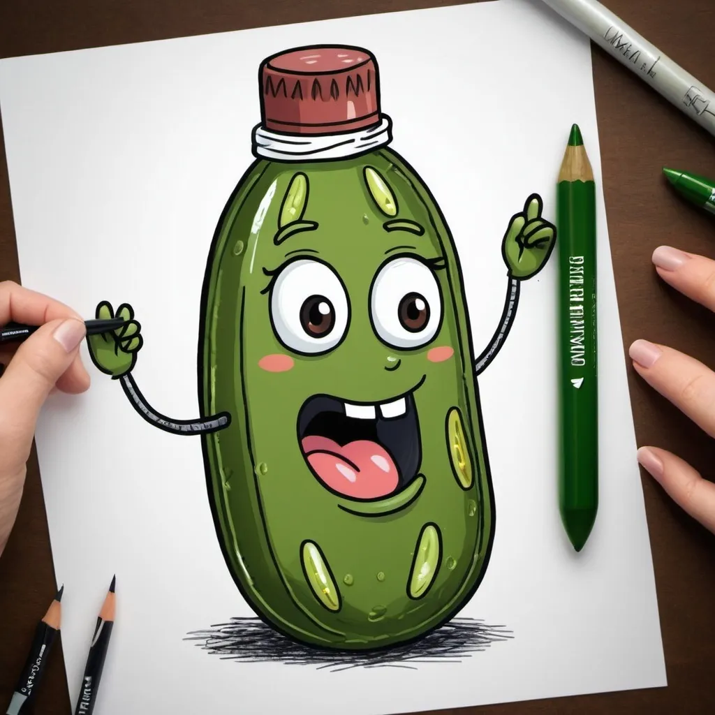 Prompt: Draw a pickle winning a beauty contest 