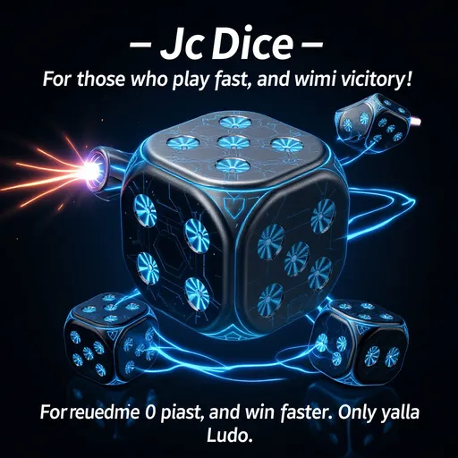 Prompt: 🎬 Visual Concept:

1. Opening Scene:

Dark background me ek shiny jet engine start hota hai (vroom sound).

Engine se nikalti roshni ek dice me badalti hai — Jet Dice!



2. Dice Design:

Metallic silver & black finish

Corners par neon blue lights (jet trail effect)

Har number (1–6) me jet symbol engraving

Spin karte waqt light trail dikhai deti hai — jaise ek chhoti jet uṛ rahi ho



3. Gameplay Scene:

Player rolls the Jet Dice — dice rotate in 3D with engine sound 🌀✈️

"Speed your game. Fly to victory!" text appear karta hai



4. Ending Scene:

Dice land hota hai Yalla Ludo logo ke saath

Voiceover:

> “Jet Dice – For those who play fast, and win faster. Only on Yalla Ludo.”







---

🎨 Promo Mood:

Real-life 3D effect

Jet sound + light trail animation

Energetic background music



---