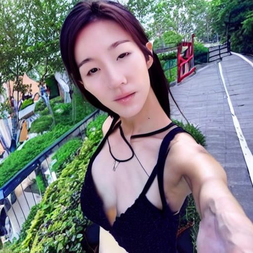 Prompt: skinny beautiful korean woman selfie