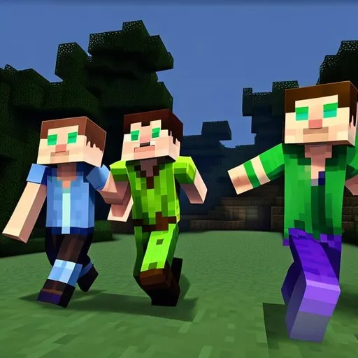Prompt: minecraft steve and alex scary and creepy