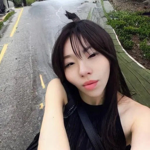 Prompt: skinny beautiful korean woman selfie