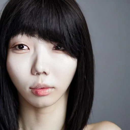 Prompt: skinny beautiful disfigured korean woman selfie