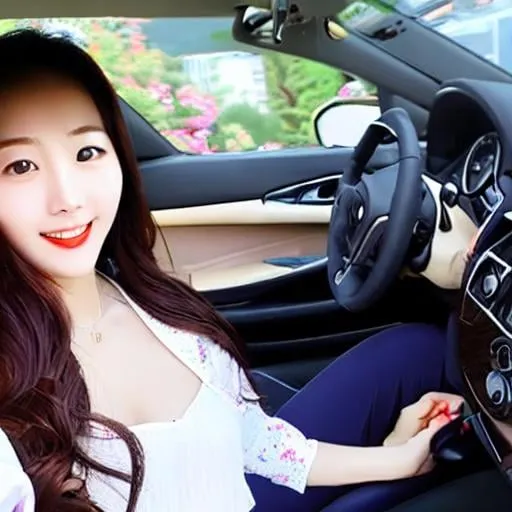 Prompt: korean women selfie dashcam
