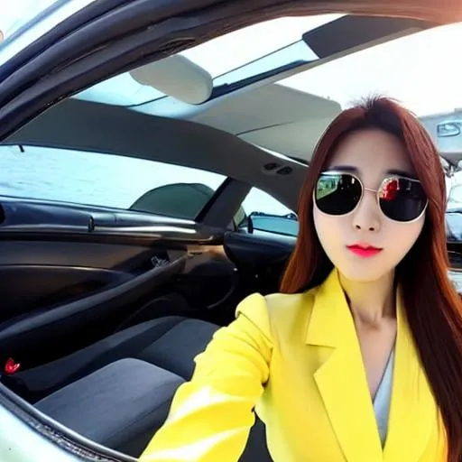 Prompt: korean women selfie dashcam
