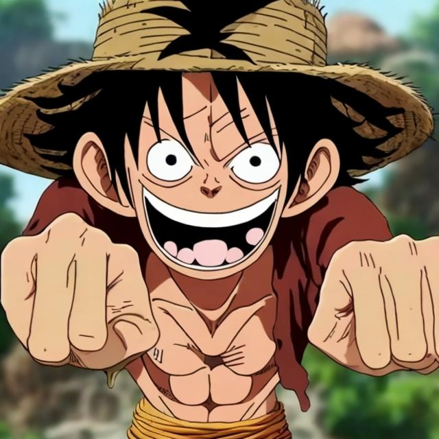 Prompt: Monkey D Luffy with a sarcastic face 