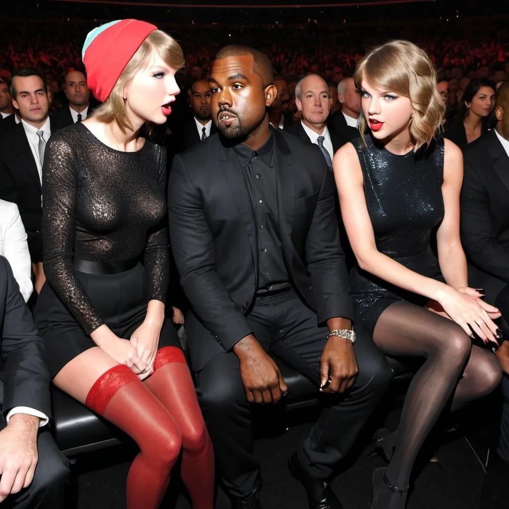 Prompt: Taylor swift in hosiery stockings with Kanye West