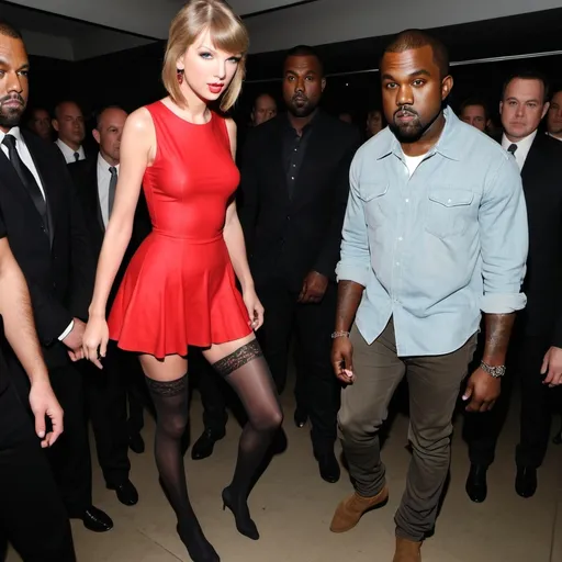 Prompt: Taylor swift in hosiery stockings with Kanye West