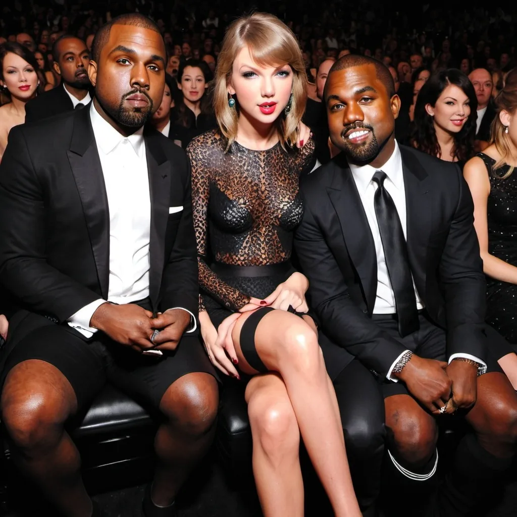 Prompt: Taylor swift in hosiery stockings with Kanye West