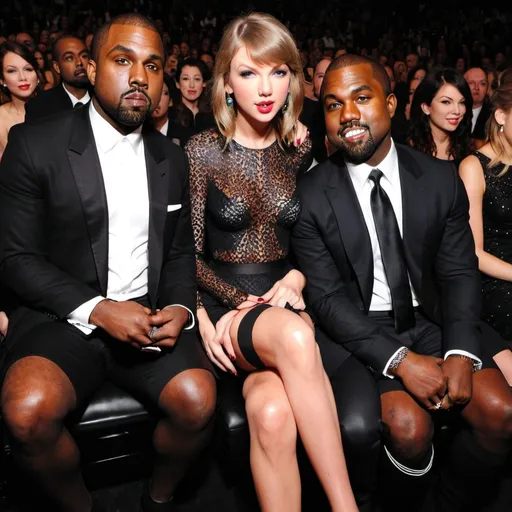 Prompt: Taylor swift in hosiery stockings with Kanye West