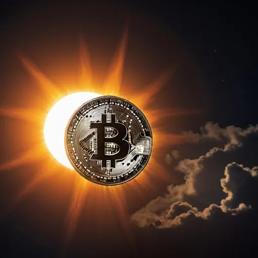 Prompt: Bitcoin going to the moon during the solar eclipse
