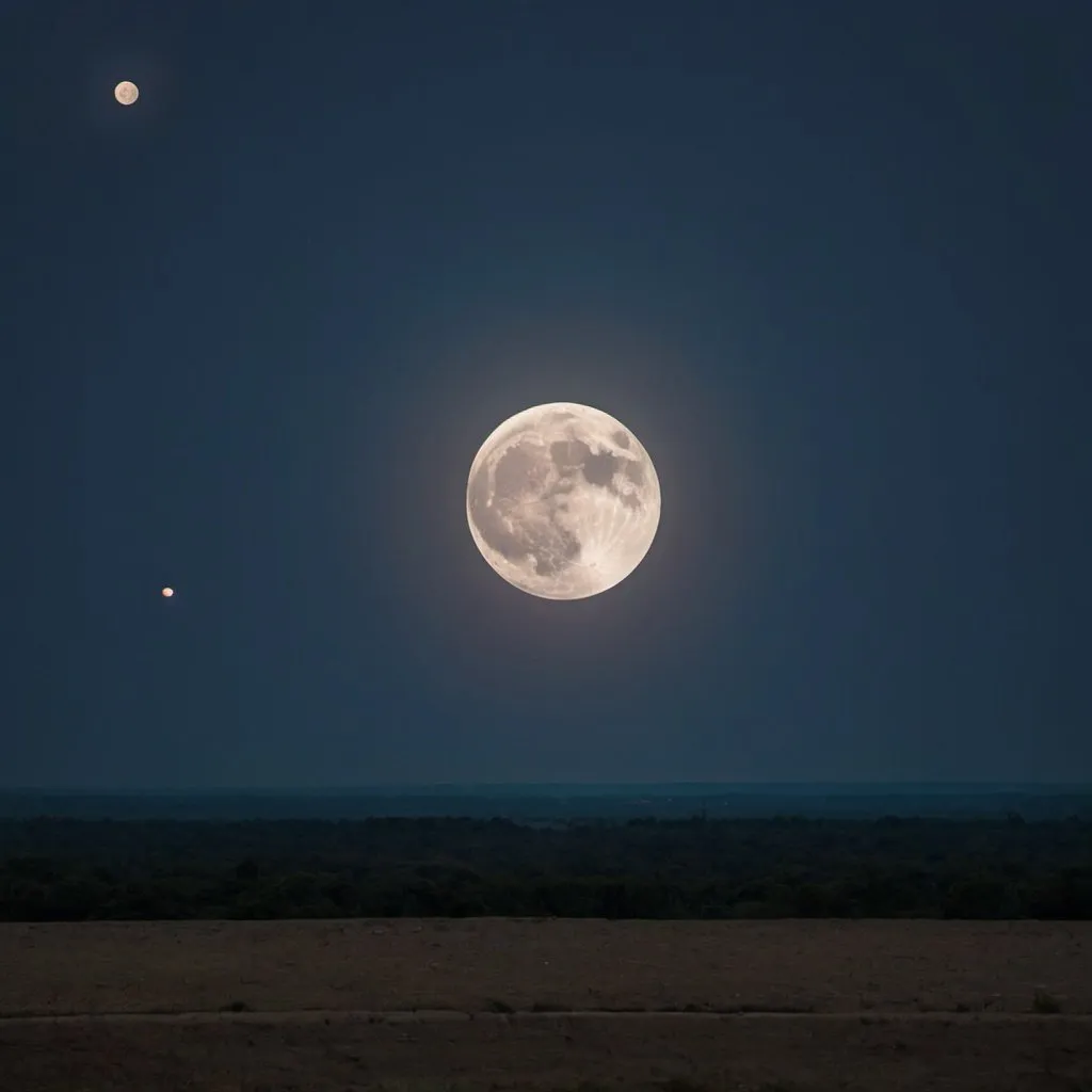 Prompt: Full moon dark sky and land visible
Bigger moon
