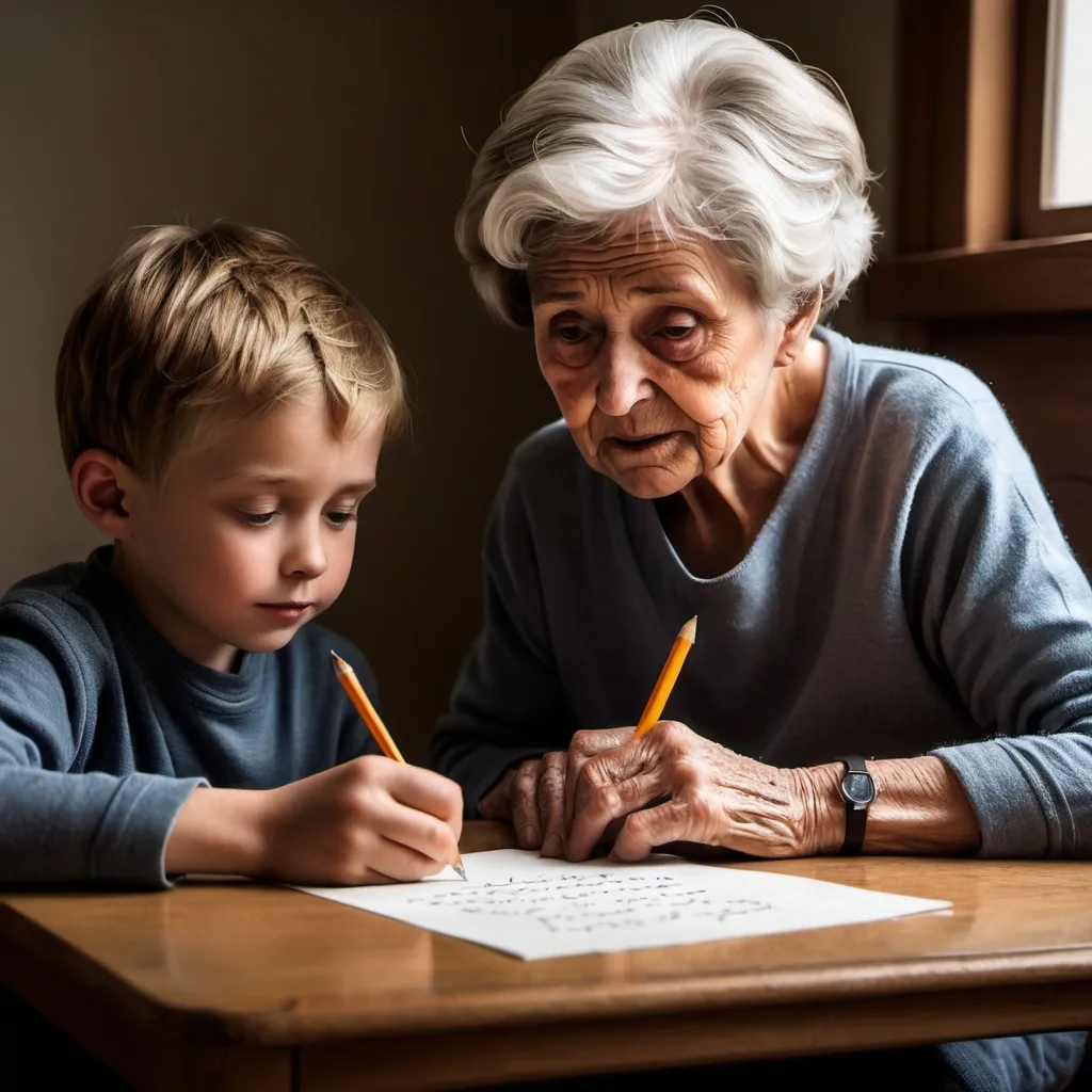 Prompt: A boy was watching his grandmother write a letter. At one point he asked:

‘Are you writing a story about what we’ve done? Is it a story about me?’
