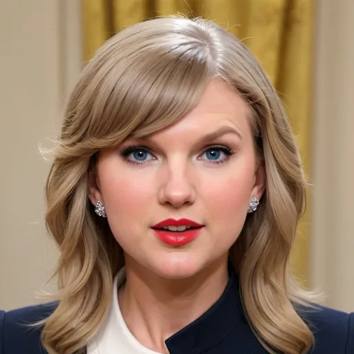 Prompt: WHAT WOLD TALOR SWIFT LOOK LIKE IF SHE  WAS THE PRESIDENT 