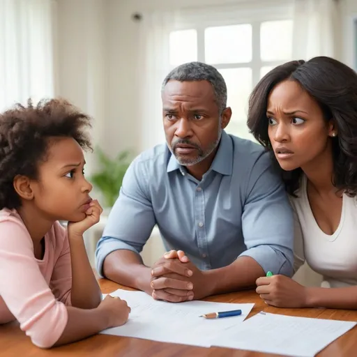 Prompt: Parents working through co-parenting learning how to handle conflict 