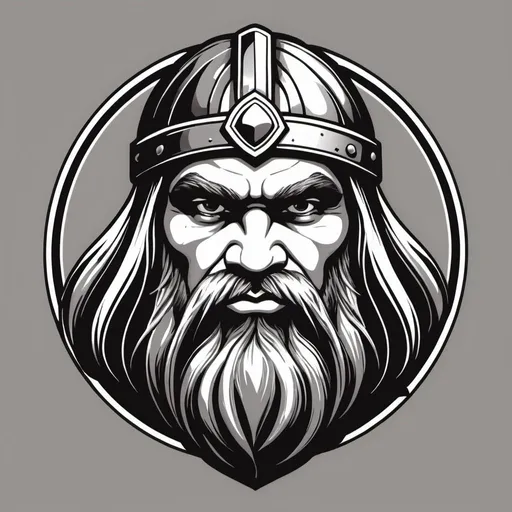 Prompt: Logo with the face of Gimli and round shape, rock style