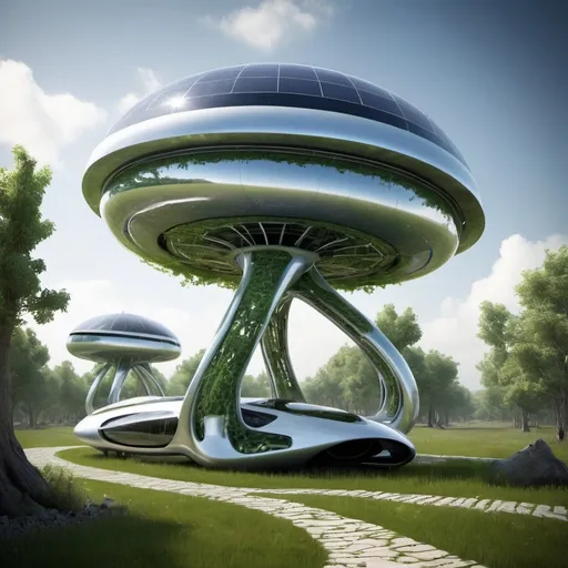 Prompt: A crazy looking futuristic kinetic energy sustainable living 
