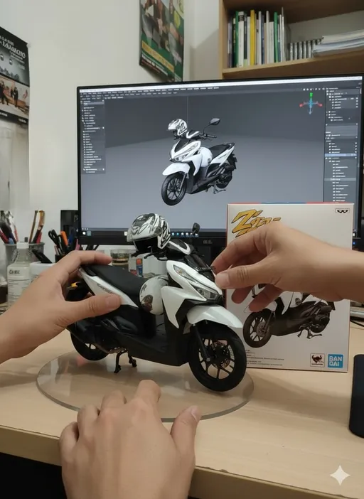 Prompt: There are two hands lifting the statue while turning it left and right after putting it back down.