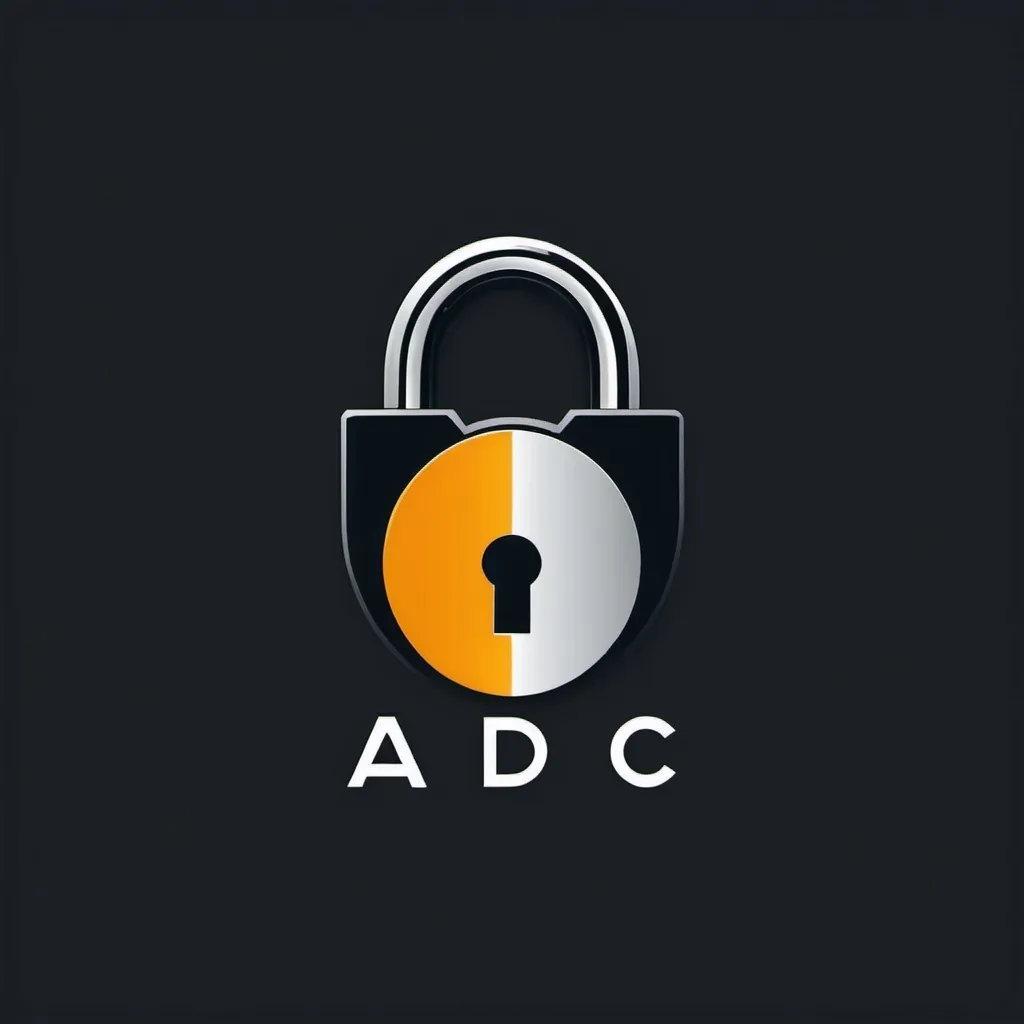 Prompt: Padlock logo design for 'ADC' acronym, minimalist, overlapping