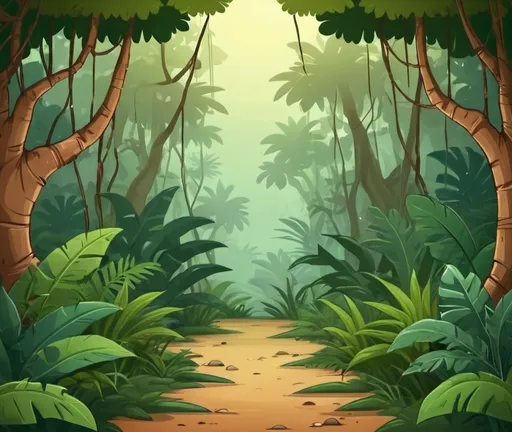 Prompt: empty Jungle background cartoon 

