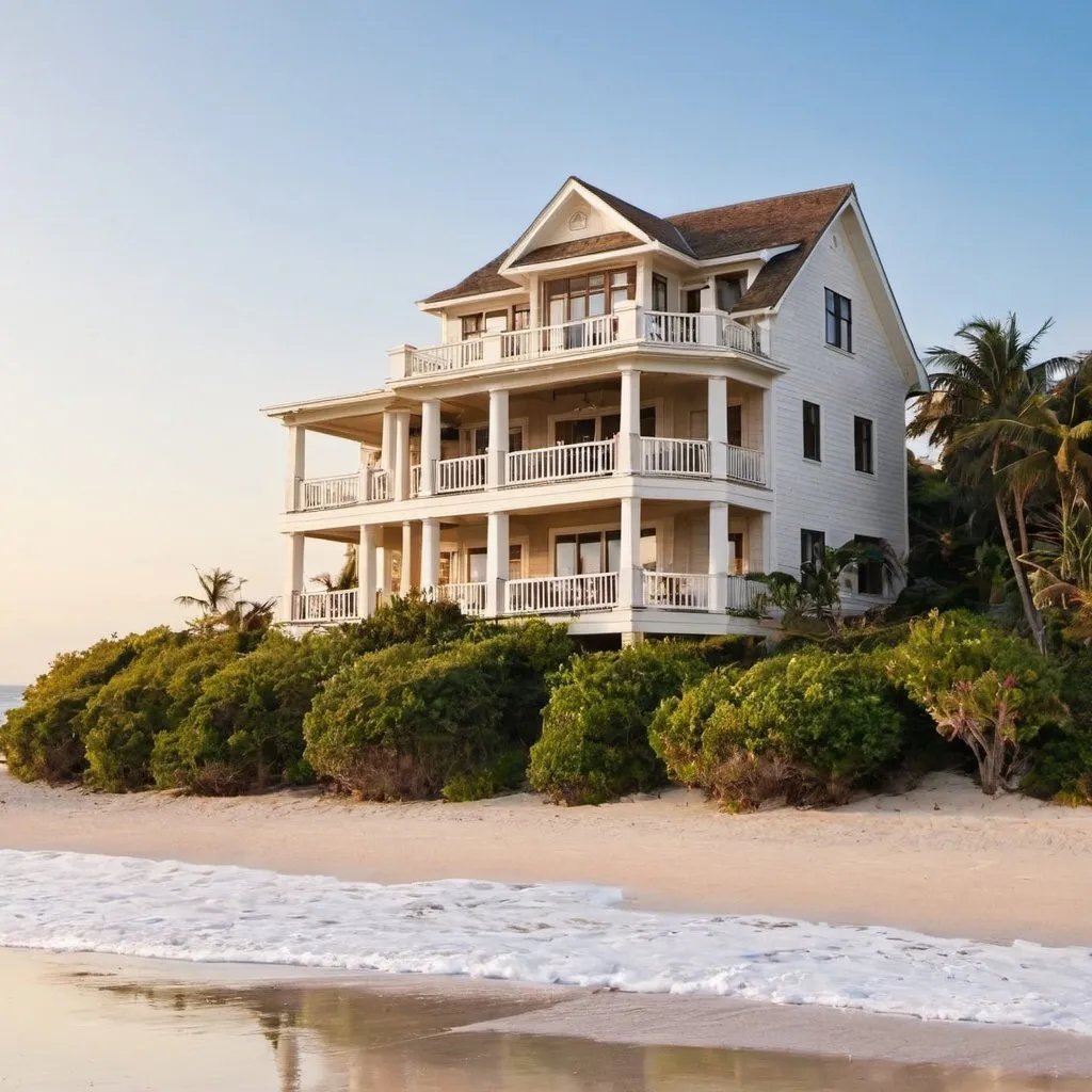 Prompt: Beautiful house on a beach 