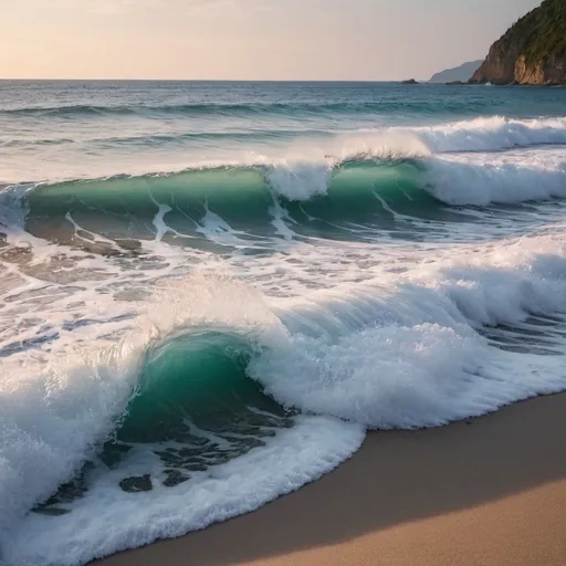 Prompt: Beautiful Waves on a beach 