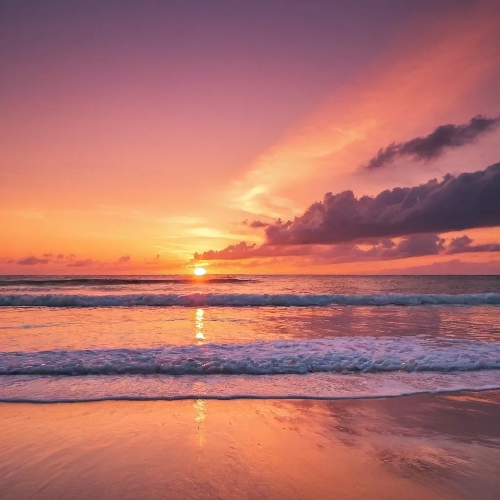Prompt: Beautiful sunset on a beach 