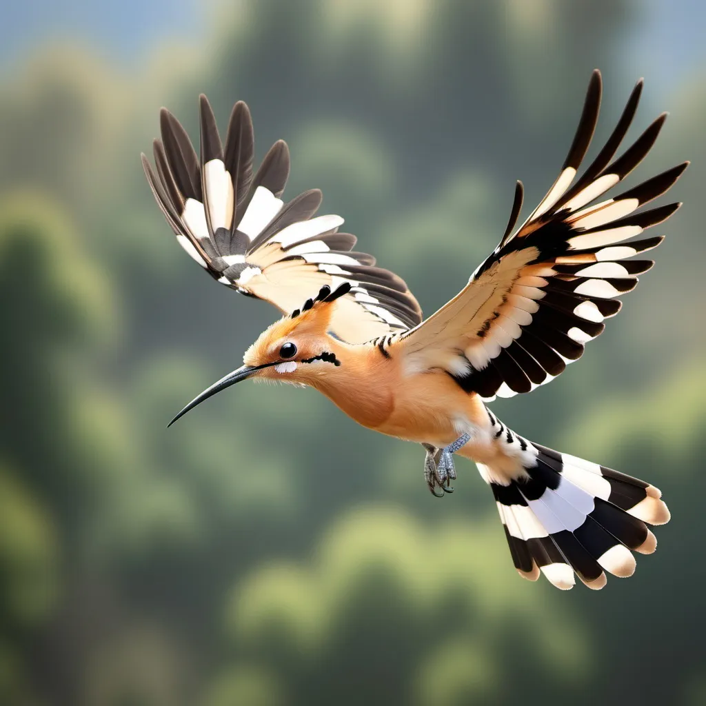 Prompt: "A beautiful hoopoe flying in the sky"

Now, let's visualize this captivating scene!