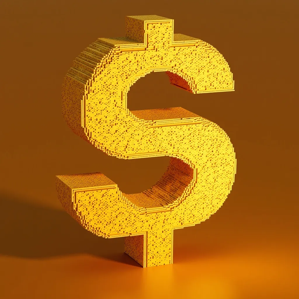 Prompt: dollar signs, rich, gold hues, money, dollars