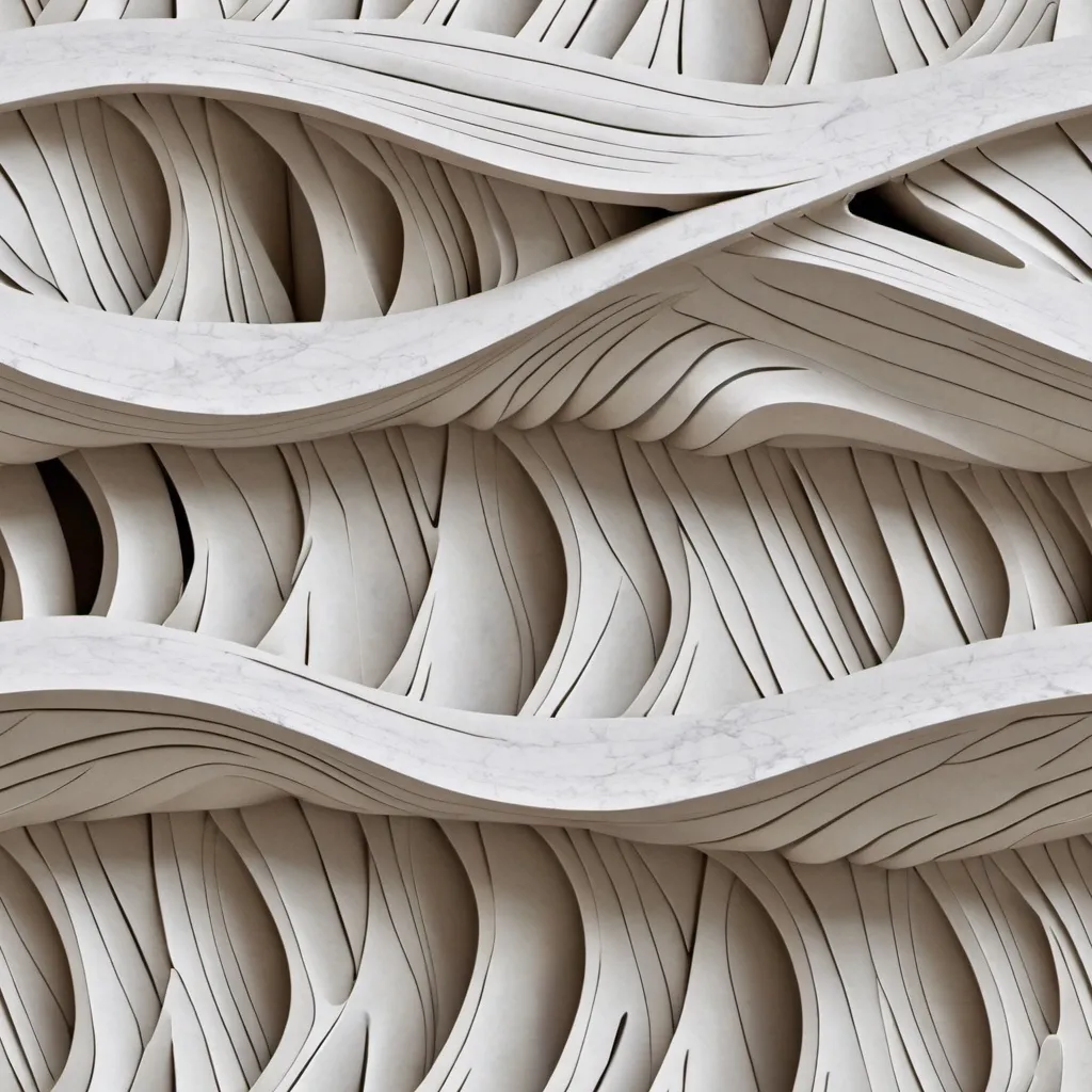 Prompt: a white wall with a wavy pattern on it's surface, Ai Weiwei, generative art, paper texture, a marble sculpture