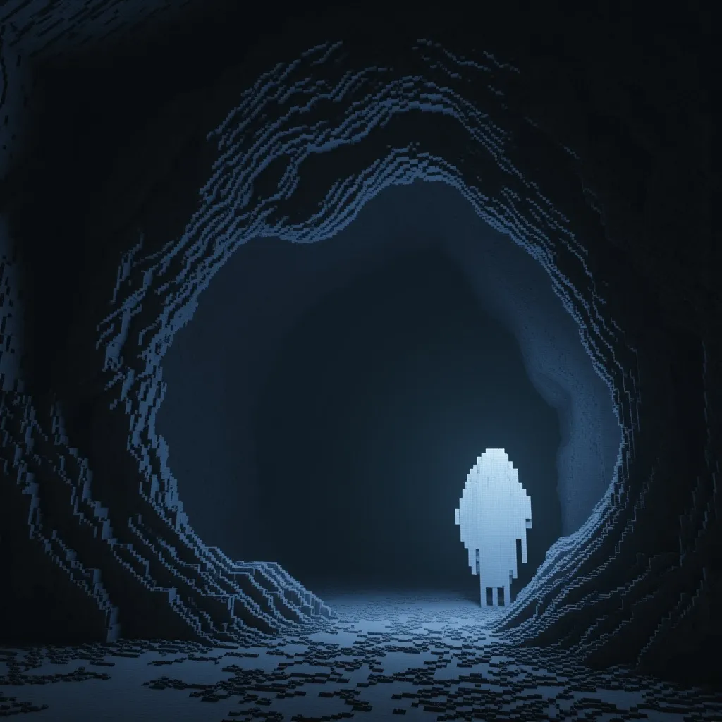 Prompt: a ghost in a subterranean environment, cave