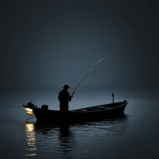 Prompt: I need a background image for a website thats dark in color and incorporates fishing
