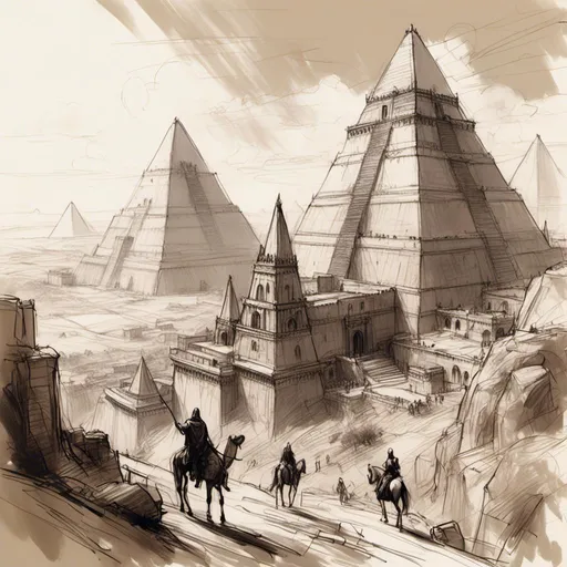 Prompt: <mymodel> an epic sketch "The Two Towers", army of Gondor, sharp focus on the background, hyperfine details, photographic lighting, 64k, UHD, detailed Egypt Pyramids background, cinematic, hyperrealistic, studio photo, intricate details, hyper detailed, photographic detail, perfect composition