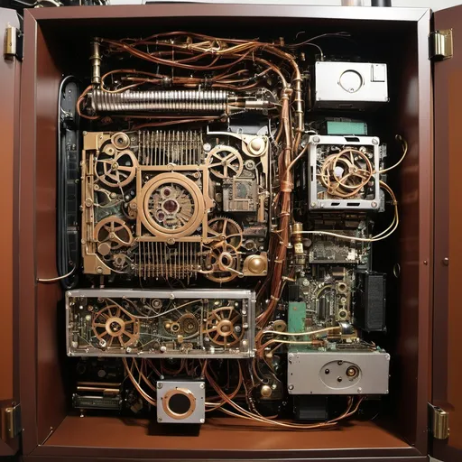 Prompt: Internal workings of a Steampunk personal computer 