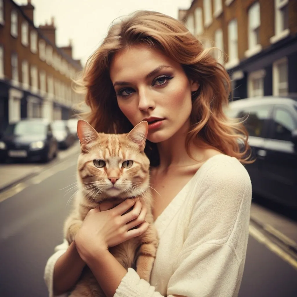 Prompt: Glamour photography, cat, in london street, in the style of Guy Aroch