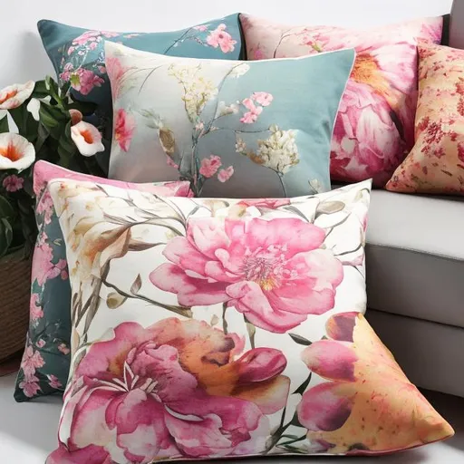 Prompt: floral print scatter cushions


