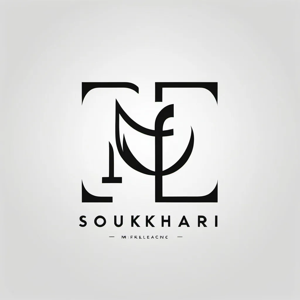 Prompt: A minimal, monochromatic and stylish logo Suitable for freelancing with intelligence Make an artificial one in which it is written F.M  in large and large letters, and below or next to it, the word is written Soukhrai in small letters.