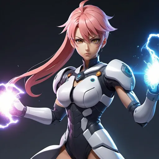 Prompt: anime futuristic  hidden power fighter character for anime show