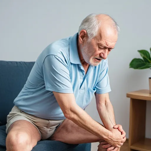 Prompt: old man having knee pain