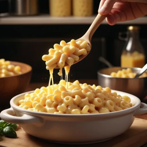 Prompt: macking cheese from the michael wave