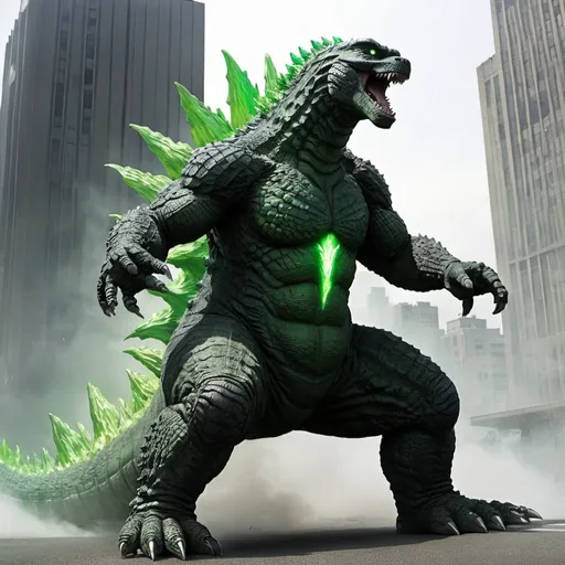 Prompt: godzilla with green powers