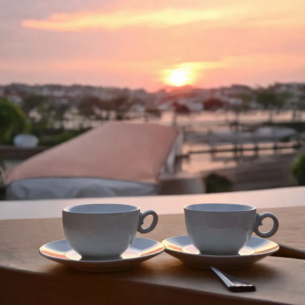 Prompt: Tea Cups Relax Sunset